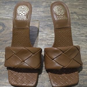 Vince Camuto Tan Woven Leather Sandals